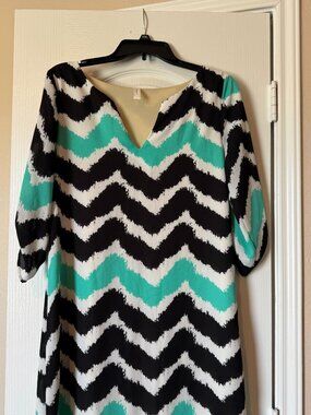 Adorable Ladies Aqua and Black Dress